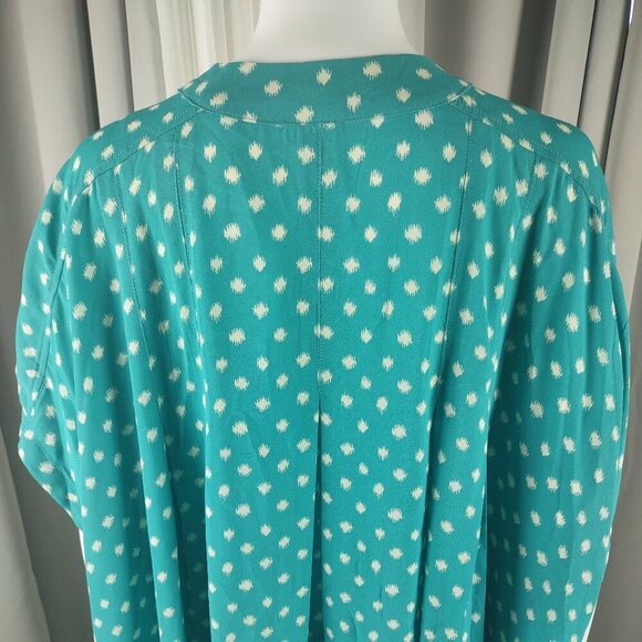 Roaman's Womens Turquiose, White, Polka Dot Button Up Tunic Blouse Size 30W - Picture 5 of 12